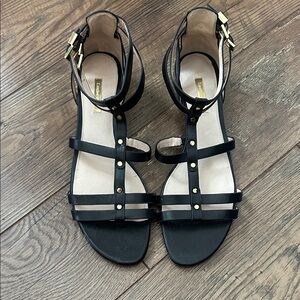 Louise et Cie Black Strappy Sandals with Gold Buckles